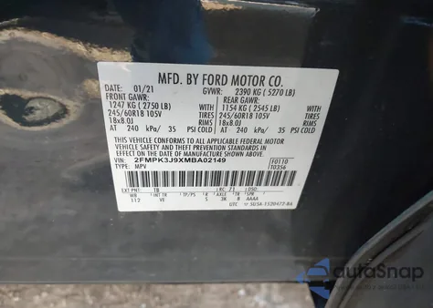 2021 Ford Edge Sel z USA, uszkodzony, nr VIN 2FMPK3J9XMBA02149